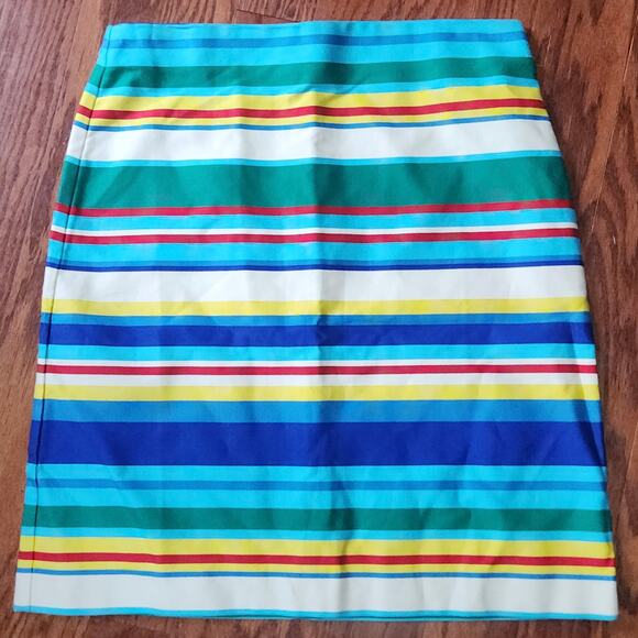 TALBOTS Petites A-line Pencil Skirt Coastal Nautical Stripes 10P NWT - Picture 2 of 4